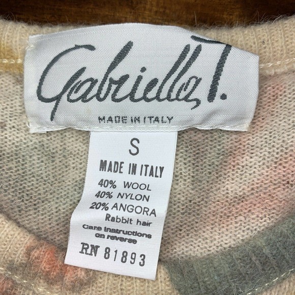 Vintage‎ GABRIELLA T Italy Linen Blend Women Sweater Sz Small Floral Multi - Picture 2 of 8